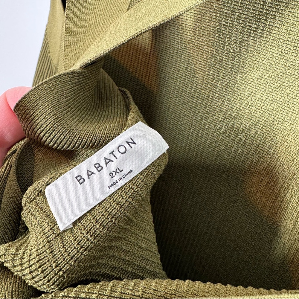 Aritzia Babaton Fem Green Sculpt Knit Criss Cross Ribbed Halter Dress Size 2XL - Picture 5 of 11